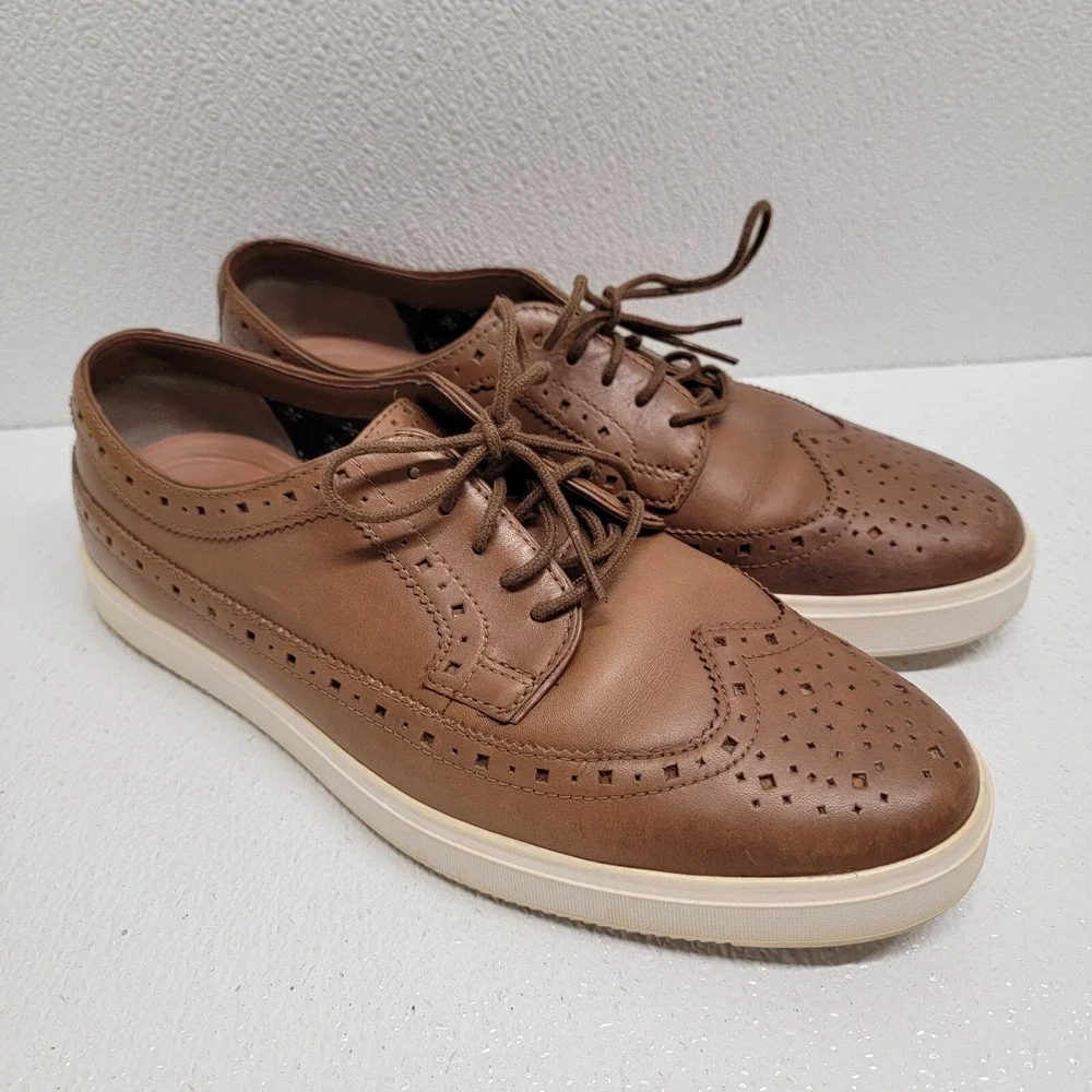 Clarks Mens Calderon Limit Sneaker Oxford Size 8.5 M Tan Leather Wingtip Shoe